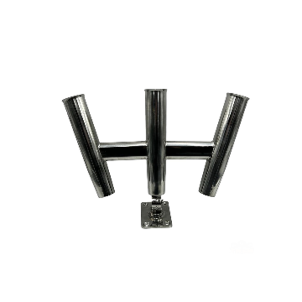 Imagen de Posacañas triple con soporte de empotrar acero inoxidable